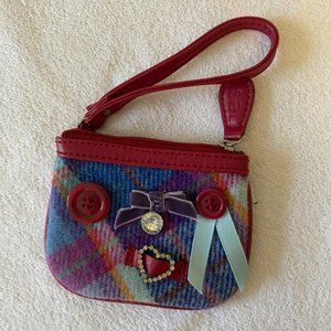 Ness Blue and Purple Plaid Wool Coin Purse or Wristlet